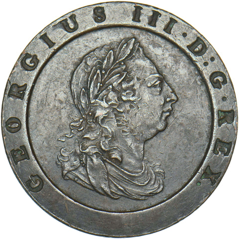 1797 Cartwheel Twopence - George III British Copper Coin - Very Nice