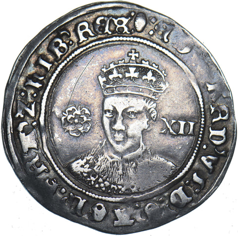1551-3 Shilling (mm. tun) - Edward VI British Silver Hammered Coin - Nice