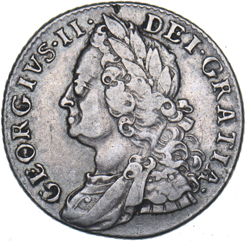 1758 Shilling - George II British Silver Coin - Nice