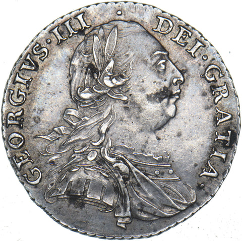 1787 Shilling - George III British Silver Coin - Very Nice
