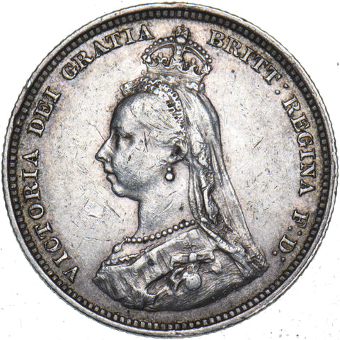 1887 Shilling - Victoria British Silver Coin - Nice