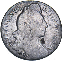 1697 E Sixpence (Exeter Mint) - William III British Silver Coin