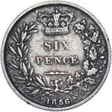 1856 Sixpence - Victoria British Silver Coin