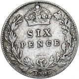1908 Sixpence - Edward VII British Silver Coin
