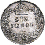 1910 Sixpence - Edward VII British Silver Coin - Nice