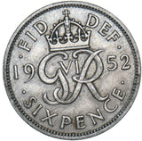 1952 Sixpence - George VI British  Coin - Nice