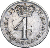 1763 Maundy Fourpence - George III British Silver Coin - Very Nice