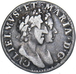 1689 Threepence - William & Mary British Silver Coin - Nice