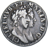 1689 Threepence - William & Mary British Silver Coin - Nice