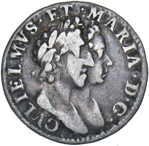 1689 Threepence - William & Mary British Silver Coin - Nice