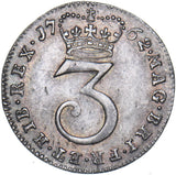 1762 Threepence - George III British Silver Coin - Very Nice
