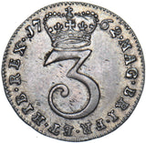 1762 Threepence - Victoria British Silver Coin - Very Nice