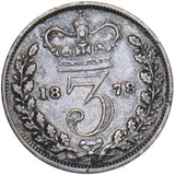 1878 Threepence - Victoria British Silver Coin