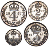 1897 Maundy Set - Victoria British Silver Coins - Superb