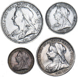1901 Maundy Set - Victoria British Silver Coins - Nice