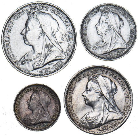 1901 Maundy Set - Victoria British Silver Coins - Nice