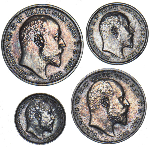 1902 Maundy Set - Edward VII British Silver Coins - Superb