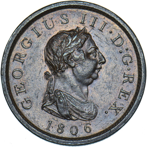 1806 Penny - George III British Copper Coin - Very Nice