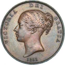 1851 Penny - Victoria British Copper Coin - Very Nice