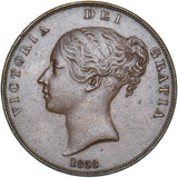 1858 Penny - Victoria British Copper Coin - Very Nice