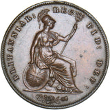 1858 Penny - Victoria British Copper Coin - Very Nice