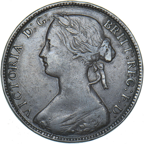 1860 Penny (F10) - Victoria British Bronze Coin - Nice