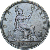 1860 Penny (F10) - Victoria British Bronze Coin - Nice