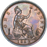 1862 Penny - Victoria British Bronze Coin - Superb