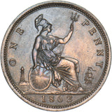 1862 Penny - Victoria British Bronze Coin - Very Nice