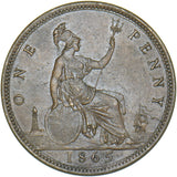1865 Penny - Victoria British Bronze Coin - Very Nice
