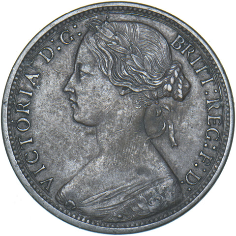 1868 Penny - Victoria British Bronze Coin - Very Nice