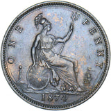 1874 H Penny (F72 7+H) - Victoria British Bronze Coin - Very Nice