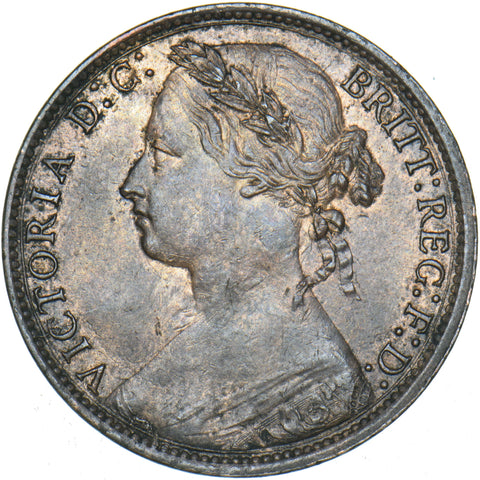1875 Penny (F82 8+J) - Victoria British Bronze Coin - Very Nice