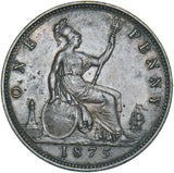 1875 Penny (F82 8+J) - Victoria British Bronze Coin - Very Nice