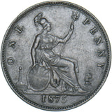 1875 Penny (F80 8+H) - Victoria British Bronze Coin - Nice