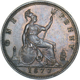 1877 Penny - Victoria British Bronze Coin - Very Nice