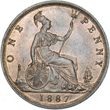 1887 Penny - Victoria British Bronze Coin - Superb