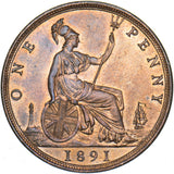 1891 Penny - Victoria British Bronze Coin - Superb