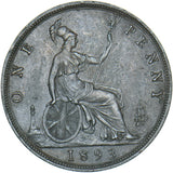 1893 Penny - Victoria British Bronze Coin - Very Nice