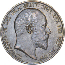 1902 Penny (Low Tide) - Edward VII British Bronze Coin - Very Nice