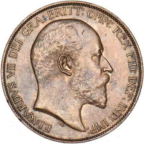 1903 Penny - Edward VII British Bronze Coin - Very Nice