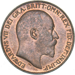 1908 Penny - Edward VII British Bronze Coin - Superb