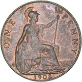 1908 Penny - Edward VII British Bronze Coin - Superb