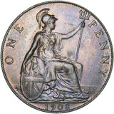 1908 Penny - Edward VII British Bronze Coin - Superb