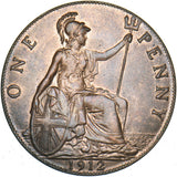 1912 Penny - George V British Bronze Coin - Superb
