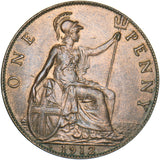 1912 H Penny - George V British Bronze Coin - Very Nice