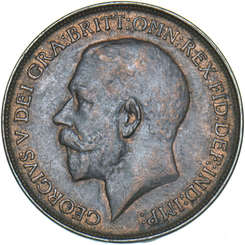 1912 H Penny - George V British Bronze Coin - Very Nice