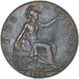 1912 H Penny - George V British Bronze Coin - Very Nice