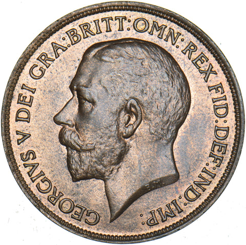 1913 Penny - George V British Bronze Coin - Superb
