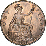 1913 Penny - George V British Bronze Coin - Superb